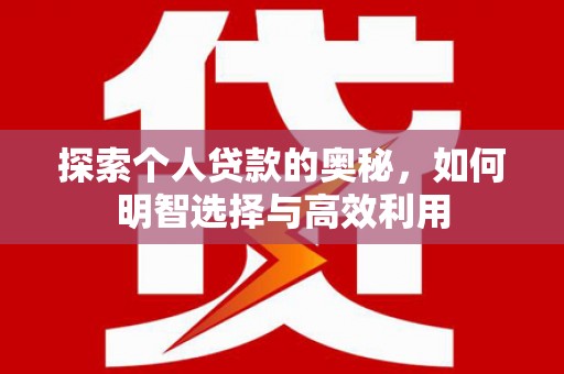 泰兴探索个人贷款的奥秘，如何明智选择与高效利用